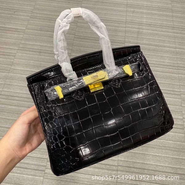 Un diseñador Bojin Tote Bag Lock Patrón de cocodrilo Bolsa de piedra Cuero de vaca Viajero de gran capacidad Solo hombro Cross Car Ventas de fábrica 4LAE