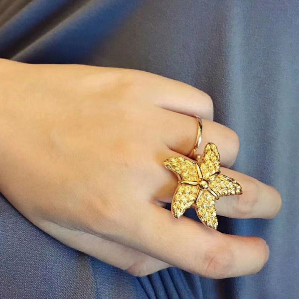 Una marca de lujo DITA anillo de estrella de mar joyería banda de calidad superior latón chapado en oro pendientes de diseño Regalos premium reproducciones oficiales anillos de la más alta calidad de contador