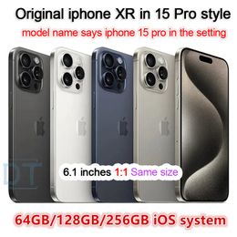 A + Excellent état, iPhone XR débloqué d'origine Covert pour iPhone 15 Pro Téléphone portable avec apparence d'appareil photo 15 Pro 3G RAM 64 Go 128 Go 256 Go ROM Téléphone portable