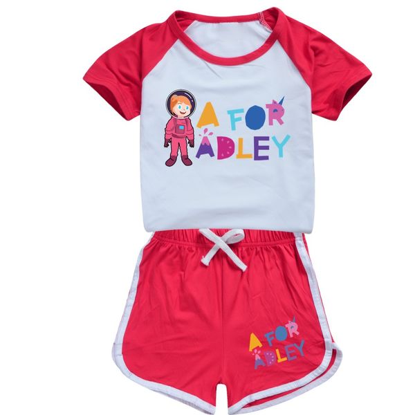 A pour Adley 3D Print T-shirt Shorts Loisking Sports Sports Girls Clothing Set Baby Boys Makeswear Suit Big Kids Tshirt d'été
