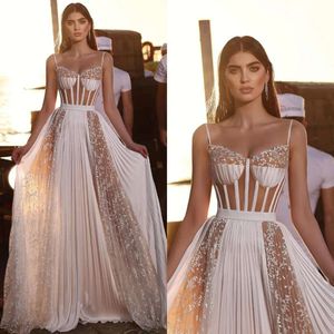 A pour robes mariée bobe line fashion illusion corsage spaghetti robe de mariée dentelle de dentelle robes de mariée
