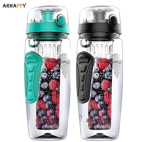 A Free Fruit Infuser Botella de agua Juice Shaker Sports Lemon Fitness Sport Beber s para niña 220217