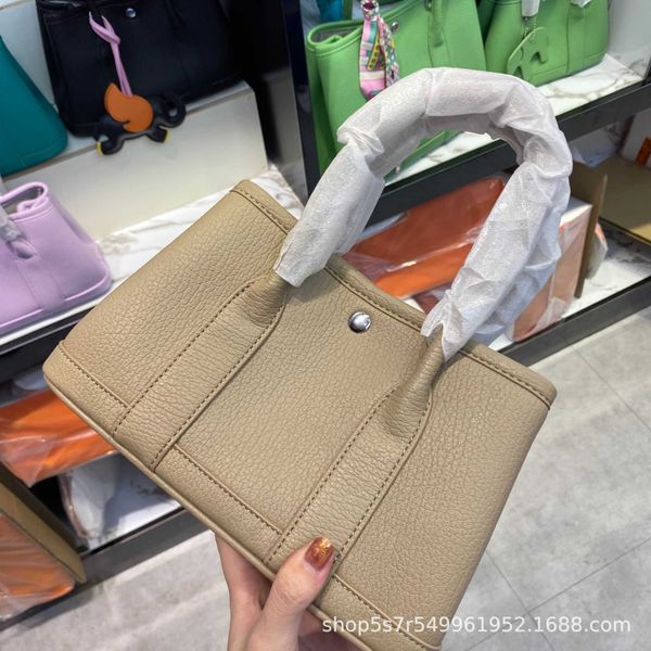 Una fiesta en el jardín Bolsa de asas Patrón Piel de ciervo Color caramelo Cuero genuino Vaca Suave Mujer Litchi Mano Un hombro Crossbody Commuter Cien 6Q5X