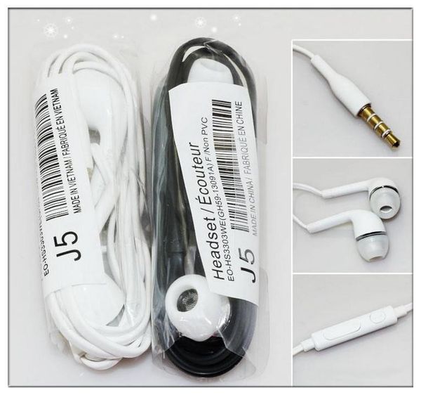 Écouteur J5 Écouteurs intra-auriculaires Jack 3,5 mm EG900 avec micro et télécommande TPE pour téléphone intelligent Samsung Galaxy S4 S5 S6 S7 S8 Note 7 8