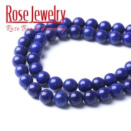 A + Lapis Lazuli Perles en pierre pour les bijoux faisant des entretoises en vrac rond Perles de bricolage Bracelets Colliers accessoires 4 6 8 10 12 mm 15 "