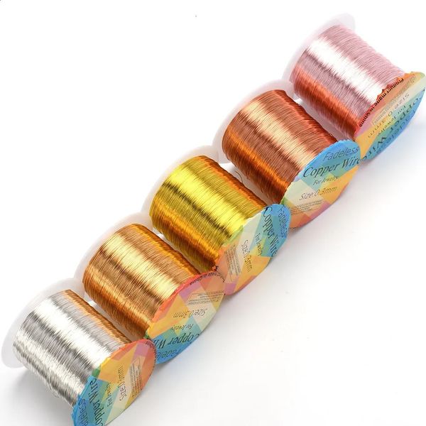 Un grand rouleau de fil de cuivre préservant la couleur, accessoires de fabrication de bijoux artisanaux DIY 240315