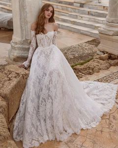 Robe De mariée trapèze en dentelle, manches détachables, sans bretelles, moderne, longueur au sol, dos nu, 2024