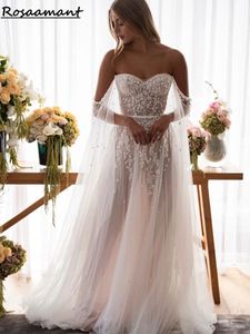 Robes de mariée de plage en ligne 2024 chérie avec enveloppe la robe de mariée magnifique appliques boho robes nuptiales romantiques