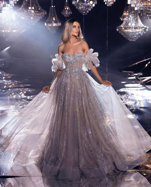 Robes de soirée A-ligne Cape manches chérie scintillant perlé appliques paillettes 3D dentelle volants étage longueur robe de bal robe formelle grande taille robes robe de soirée