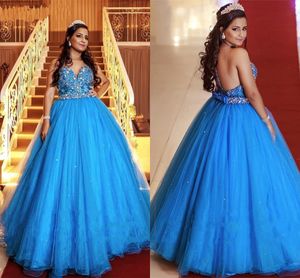 A-ligne robes de Quinceanera 2020 cristaux perles perles bateau voir si dos nu balayage train robe de bal douce 16 filles fête de remise des diplômes