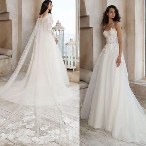 A-lijn lieverd elegante jurk vrouwen voor bruiloftsfeest 2022 Godin Watteau Train