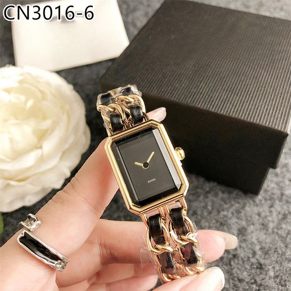 Un luxe classique élégant montre de créateur femmes batterie quartz mode simple montres en cuir 26mm 20mm carré rectangle mode femmes première montres-bracelets H6951