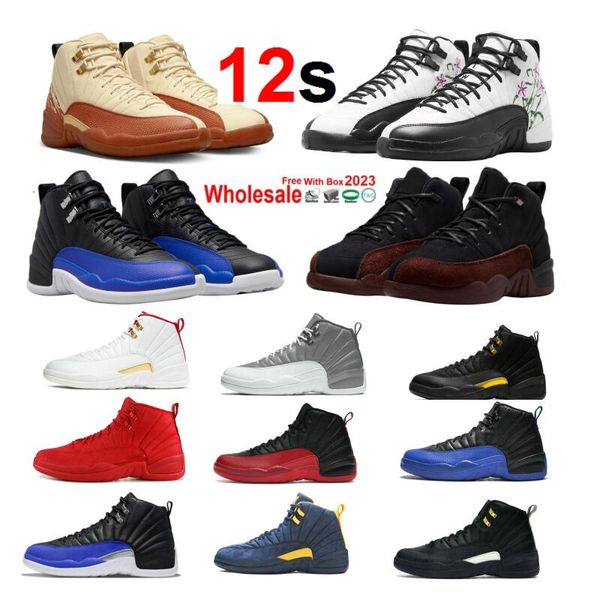 A Ma Maniere 12s Chaussures de basket avec boîte Stealth 12 Playoff Twist Triple Black 12 Gris foncé Gym Rouge Hyper royal Indigo Reverse Flu Utility Grind Grey Men