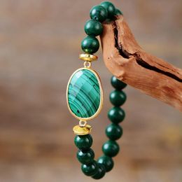 Un malachite stretch élastique brin perles bracelet luxe de luxe pierres naturelles femmes couples bijoux bijoux en gros 240410
