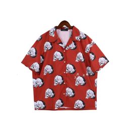 Een Miri Designer T-shirt Top Kwaliteit T-shirts T-shirts Early Spring Mens Clothing Series Persoonlijkheid Skull Print Mens Casual Loose Short Sleeve Shirt