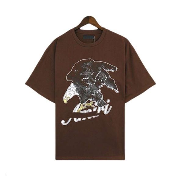 A Miri Designer T-shirt T-shirts pour hommes de qualité supérieure Début du printemps Bald Eagle Imprimer T-shirt décontracté Hommes et femmes Tempérament Couleur café à manches courtes
