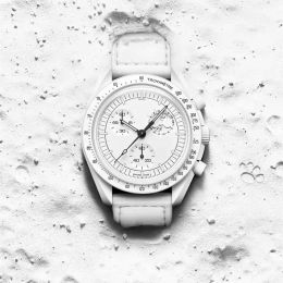 Une montre biocéramique multicolore de la planète Moon pour hommes entièrement fonctionnel chronographe mercure mission 42mm de luxe en nylon montres en édition limitée montre 147