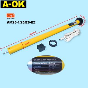 A-OK AM25 Tuya Zigbee Smart RF Tubular Motor DC Roller Blinds Shutter Li Battery Curtain Motor pour 38 mm Tube Alexa Google Home