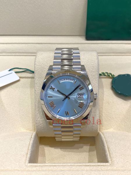 Un original 1 à 1 2023 QC Check Montre-bracelet de luxe Platinum Ice Blue Montre 40mm Bracelet mécanique automatique pour hommes Montres-bracelets étanches