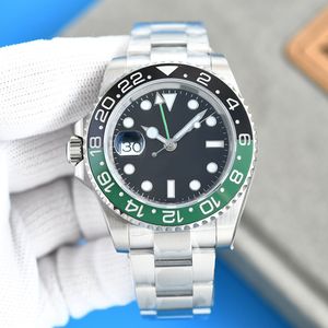 Een origineel 1 op 1 herenhorloge met groene wijzerplaat automatisch saffier 904L roestvrij staal designer sport luxe lichtgevend waterdicht GMT Montre De Luxe wortelbier links han ISZ7