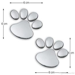 Een paar autosticker cool ontwerp poot 3D dier hond kat beer voetafdrukken voetafdruk 3M sticker autostickers zilver goud3049678