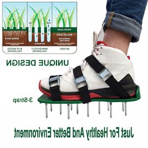 Livraison gratuite une paire de chaussures d'aérateur de pelouse sandales pointes d'herbe cultivateur d'ongles outil de jardin de cour Ecvab