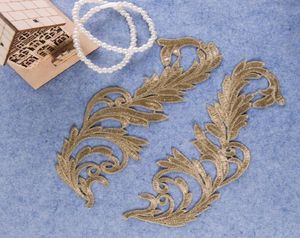 Une paire de filetage en métal doré broderie en dentelle applique tissu costumes de couture fleur accessoires de vêtements de dentelle de fleur8577901