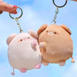 Une paire en peluche magnétique couple de porc de cochon mignon piggy brun moes clés cariades dessin animé sac de téléphone en peluche
