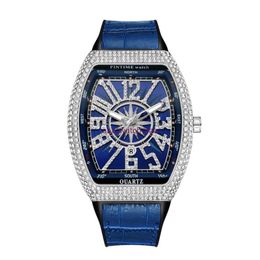 A PINTIME hommes montre de mode brillant diamant glacé montres en acier inoxydable mouvement à quartz mâle tenue décontractée horloge montre de fête 285l