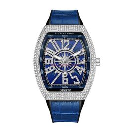 A PINTIME hommes montre de mode brillant diamant glacé montres en acier inoxydable mouvement à quartz mâle tenue décontractée horloge montre de fête 291j