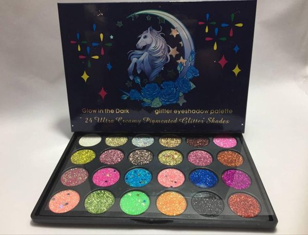 Palette de fards à paupières UNI Glitter de qualité Glow In The Dark, 24 nuances de paillettes pigmentées ultra crémeuses, scintillantes et brillantes, maquillage9334175