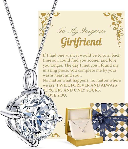 Un cadeau d'anniversaire romantique pour elle, un cadeau d'anniversaire de son mari à sa femme, un collier avec pendentif en diamant de Moselle, le meilleur cadeau de bijoux pour une petite amie, une mère et un père.