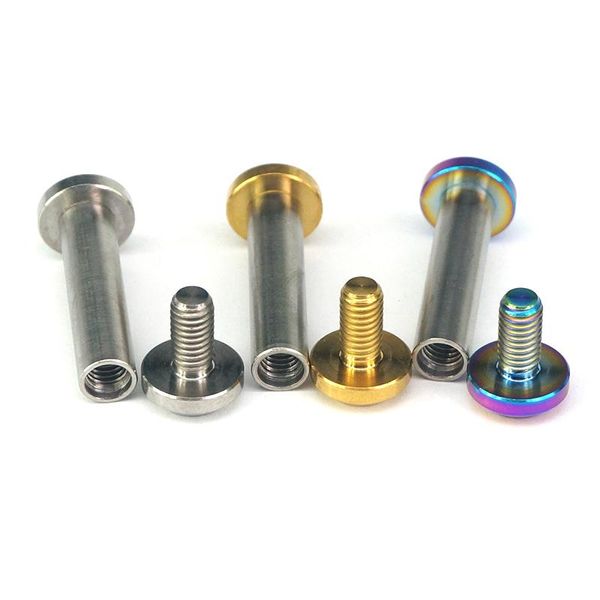 Un set (2pcs scews+1 nuez de varilla) m6x1mm Ti/dorado/arcoiris gr5 pernos de titanio tuerca de varilla para bicicleta de montaña bicicleta trasera de amortiguación