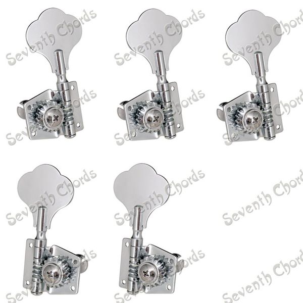 Un ensemble de 5 pièces Chrome Open Gear String Tuners Tuning Pegs Keys Mécaniques pour guitare basse 5 cordes