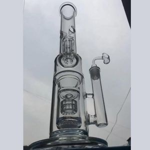 Tubo recto alto Bong Tuberías de agua Cachimbas Vidrio grueso Dab Rig Vaso de precipitados con matriz estéreo perc 18 mm Shisha 14.7 pulgadas