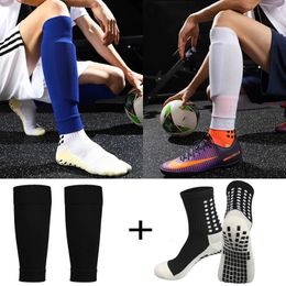 Een Set Hoge Elasticiteit Voetbal Scheenbeschermers Volwassenen Kinderen Sport Legging Cover Outdoor Bescherming Uitrusting Nop Slip Voetbalsokken 240131