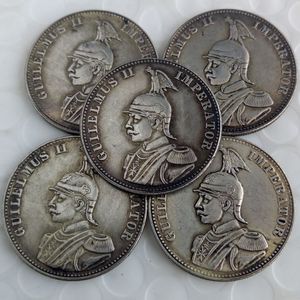 Un ensemble de 1891-19025pcs allemand Afrique de l'Est 1 Rupie Coin Guilelmus II Imperator Brass Craft Ornaments258a