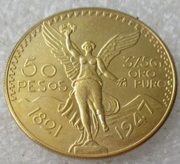 Een set van 19211947 10 stks Craft Mexico 50 Peso Gold Polated Copy Coin Home Decoration Accessories7304302