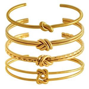Un ensemble de bracelet de bracelet en acier en titane géométrique bracelet en forme de nœud C, 4 pièces ou 1 pc