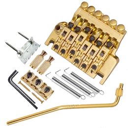 Een set van goud dubbele vergrendelingssamenstelling systyem Tremolo elektrische gitaar brug accessoires onderdelen