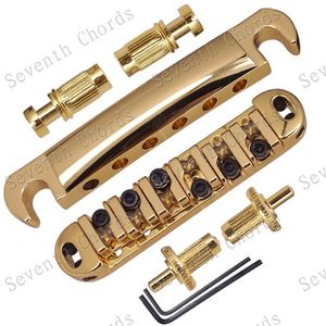 Een set van gouden roller zadel brug en staartstuk voor elektrische gitaar accessoires onderdelen muziekinstrument kleine stopbar studs