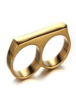 a Roestvrij Dubbele Vinger Accessoires Vreemde Arts Men039s Sieraden Mode Eenvoudige Titanium Stalen Ring EGWK4024972