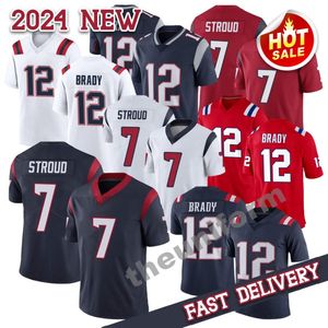Heren 7 C.J. Stroud American Football Jerseys 12 Tom Brady Football Jersey Size S-3XL