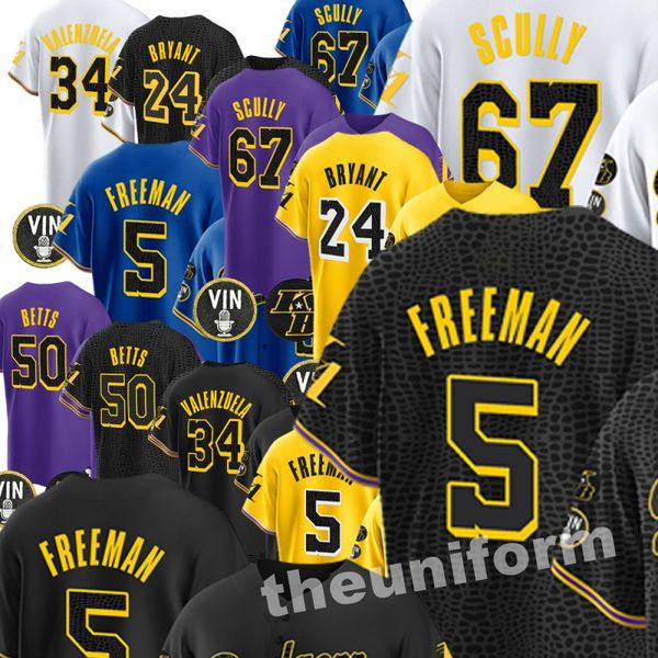 S-6XL personnalisé pour hommes 5 Freddie Freeman 17 Shohei Ohtani Mamba 50 Mookie Betts 22 Clayton Kershaw Maillot de baseball 24 BRYANT cousu