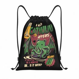 Un sac à cordon Cthulhu sauvage pour la boutique Sacs à dos de yoga Hommes Femmes Chat ou Mster Kaiju Lovecraft Film Sports Gym Sackpack m3YW #
