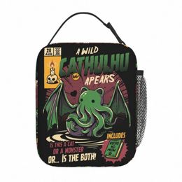 Un sac à lunch isolé thermique Cthulhu sauvage école chat Mster crâne Carto mignon drôle e Bento Box refroidisseur boîte de nourriture thermique G1xZ #