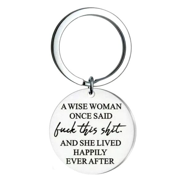 A Woman Said Luck This Edelstahl runder Metall-Buchstaben-Schlüsselanhänger für Männer und Frauen, Mutter, Vater, Autoschlüssel, Ring, Anhänger, Freund, Geschenk im Großhandel