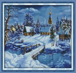 Een wereld van ijs en sneeuwruimte Decor Painting Handmade Cross Stitch Borduurwerk Nasiswerksets geteld afdrukken op canvas DMC 14CT 113820229