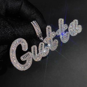 Collier avec pendentif en forme de lettres artistiques personnalisées, A-Z, T, Zircon cubique, Hip Hop, plaqué or véritable 18 carats, bijoux 184S