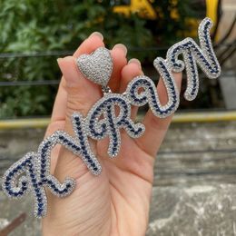 A-Z Custom Designs Gold Silver Colors Iced Out CZ Cursive Letter Necklace voor vrouwelijke mannen met 3 mm 24inch touwketen